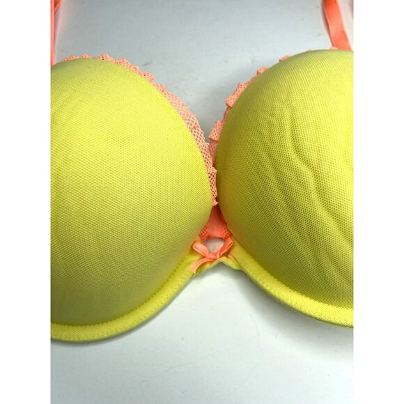 Victorias Secret Push Up Bra 36D Underwired Padded Multiway Lace Trim Yellow - Picture 2 of 6